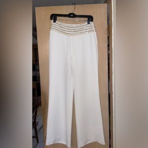 Cache’ white dress pants embellished beaded sequins waist size 2